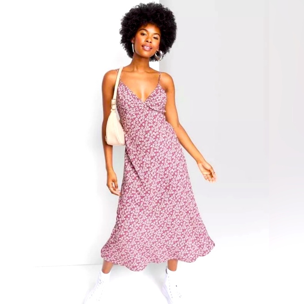 Wild Fable (Target 🎯Brand) Tie-Back Midi Red & White Floral Dress